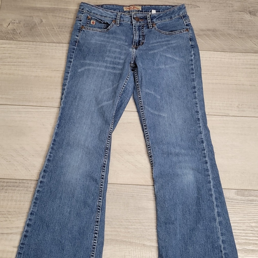 👖Paris Blues Jeans Womens 5 Medium Wash Flare Stretch Low Rise Y2K 90's Boho - Picture 2 of 16